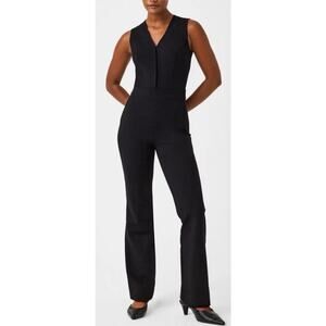 Spanx The Perfect Sleeveless Jumpsuit ponte fabric flare leg, size medium